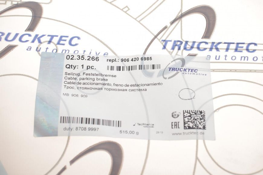 02.35.266 TRUCKTEC AUTOMOTIVE Трос ручника MB Sprinter 906 2006-L-R (1715 мм.) 02.35.266 фото