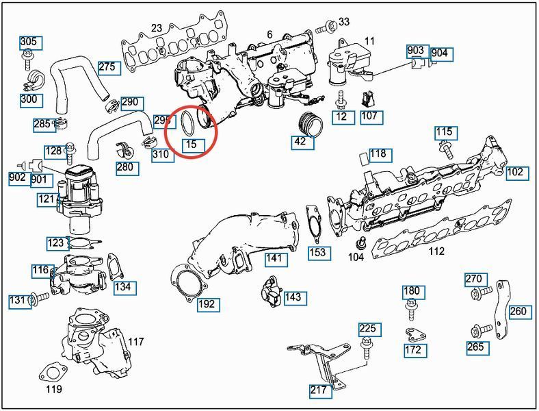 A 013 997 00 45 MERCEDES-BENZ Ущільнювальне кільце впускного колектора MB Sprinter 906 2006- (OM 642) A 013 997 00 45 фото