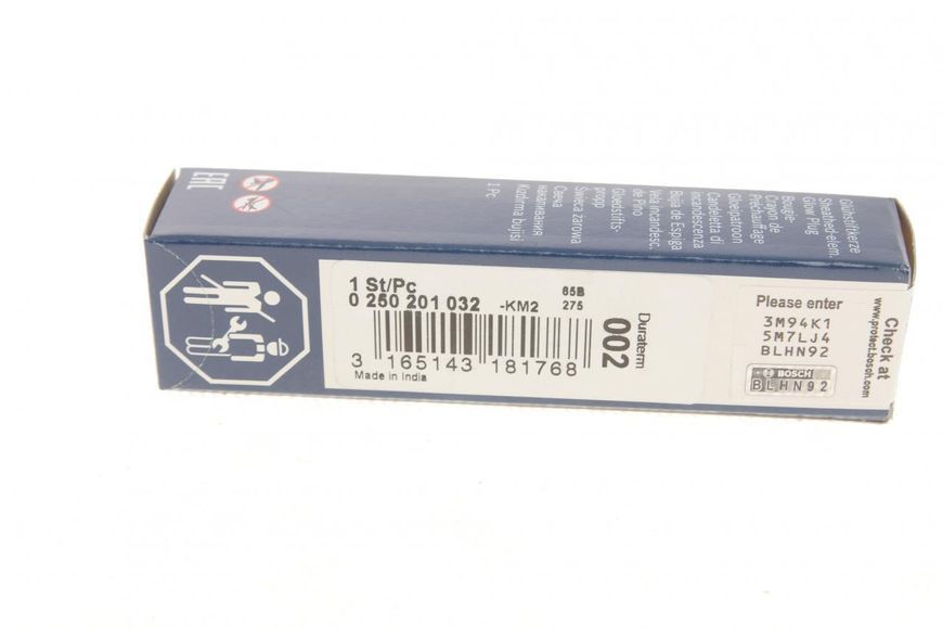0 250 201 032 BOSCH Свічка розжарювання VW LT/T4 2.4 D/TD/Audi/VW 1.6 - 1.9 - 2.4 D/TD 0 250 201 032 фото