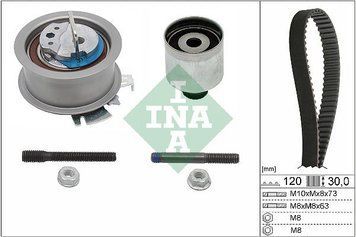 530 0201 10 INA Комплект ГРМ VW T5 1.9 TDI/Caddy III 1.9 TDI/2.0 SDI/TDI 2004- (ремінь/2 ролика) 530 0201 10 фото