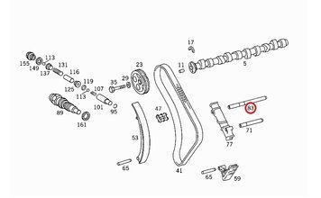 A 606 052 05 74 MERCEDES-BENZ Палець натягувача ланцюга ГРМ MB OM 601 &ndash; 602 &ndash; 603 (8 x 95 мм.) A 606 052 05 74 фото