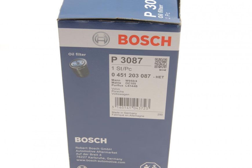 0 451 203 087 BOSCH Фільтр масляний VW LT 2.4 D/TD/T4 2.4 D - 2.5 TDI 0 451 203 087 фото