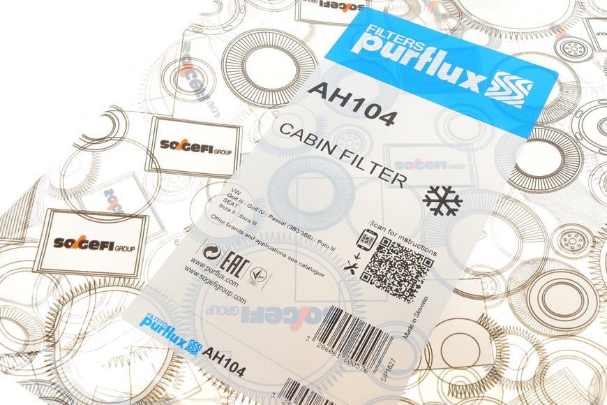 AH104 PURFLUX Фільтр салону VW Caddy II / Golf III / IV / Passat / Polo 1993- AH104 фото