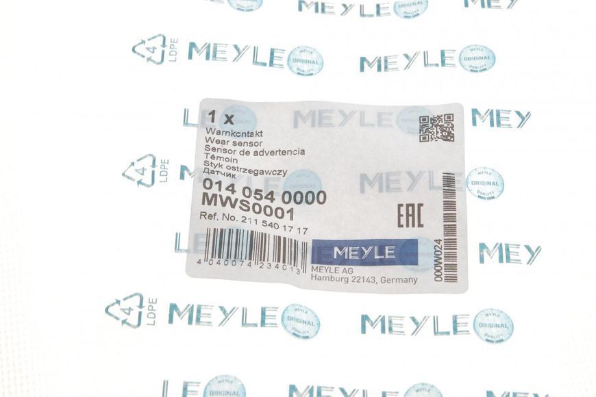 014 054 0000 MEYLE Датчик зносу гальмівних колодок MB W220/W211/W166 (задній) 014 054 0000 фото