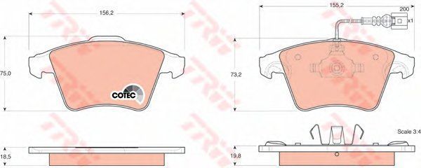 GDB1555 TRW Колодки гальмівні передні VW T5 1.9 - 2.0 - 2.5 TDI 2003- GDB1555 фото