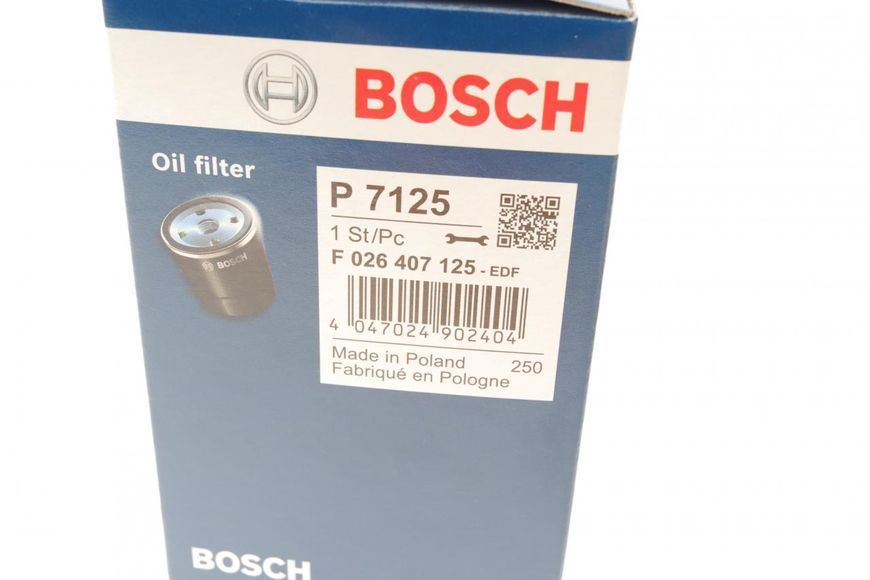 F 026 407 125 BOSCH Фільтр масляний Renault Master / Trafic / Opel Movano / Vivaro 1.6 - 2.3 CDTI / DCI 2010- / MB Vito 447 1.6 CDI 2014- F 026 407 125 фото
