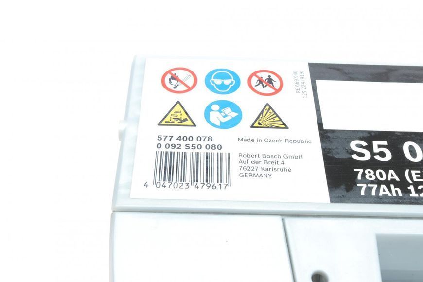 0 092 S50 080 BOSCH Акумулятор 77 Ah / 780A 0 092 S50 080 фото
