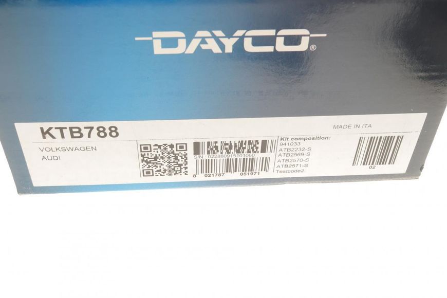 KTB 788 DAYCO Комплект ГРМ VW Crafter / T5 2.0 TDI / Caddy III 1.6 - 2.0 TDI 2008 - (ремінь / 4 ролики) KTB 788 фото