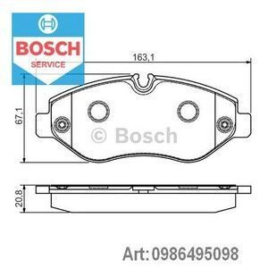 0 986 495 098 BOSCH Колодки тормозні (передні) MB Sprinter (906,907,910)/VW Crafter 06-/MB Vito (W639) 03-/(W447) 14- 0 986 495 098 фото