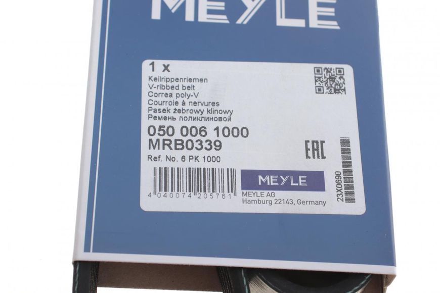 050 006 1000 MEYLE Ремінь струмковий MB 208 - 308 (без ГУР) (6 PK 1000) 050 006 1000 фото