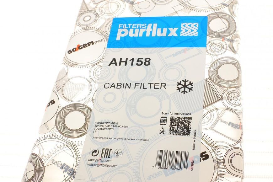AH158 PURFLUX Фільтр салону MB Sprinter 901-904 / VW LT 1995-2006 AH158 фото