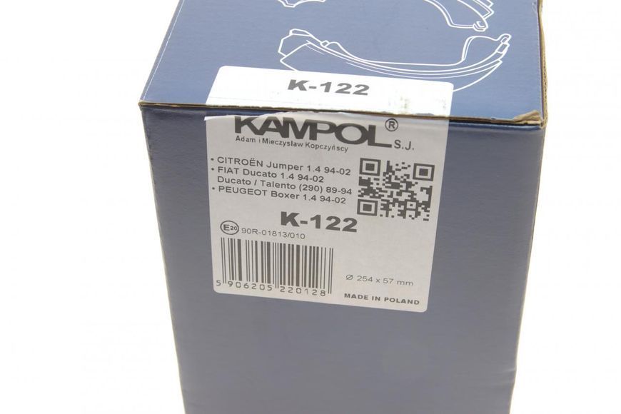 K-122 KAMPOL Колодки гальмівні задні Fiat Ducato / Peugeot Boxer 1994 - 2002 (барабанні гальма) K-122 фото