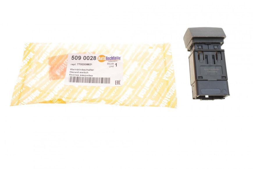 509 0028 AUTO TECHTEILE Кнопка увімкнення аварійного сигналу Renault Kangoo 1997 - 2007 509 0028 фото