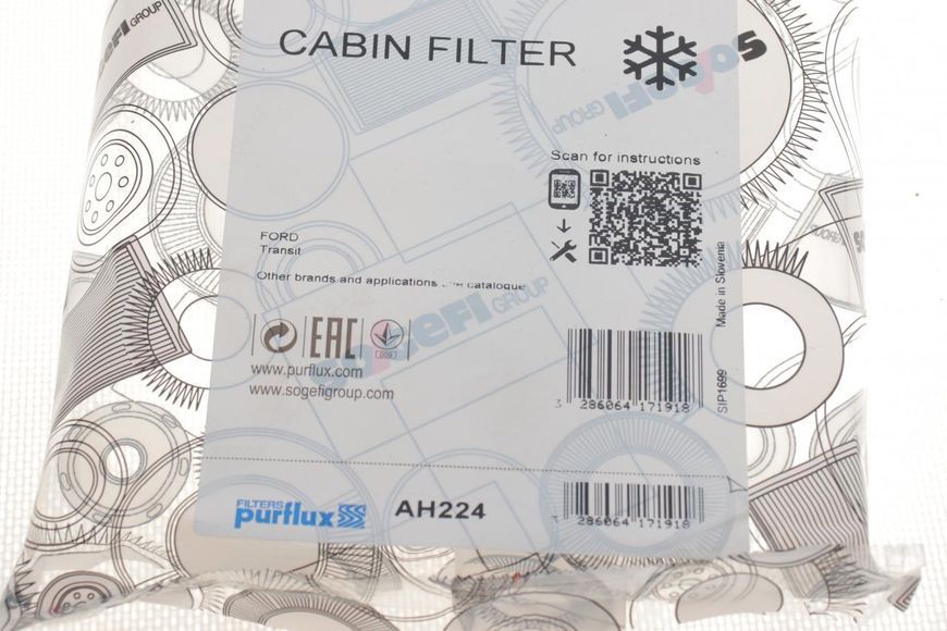 AH224 PURFLUX Фільтр салону Ford Transit V-184 2000 &ndash; 2006 AH224 фото