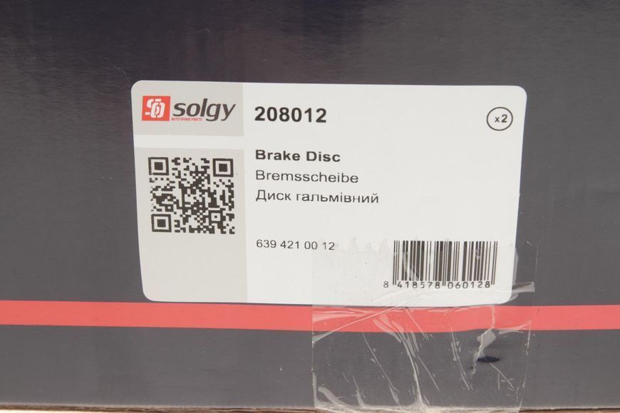 208012 SOLGY Гальмівний диск (передній) MB Vito 639 2003-/ Vito 447 2014- (д. 300 мм.) 208012 фото