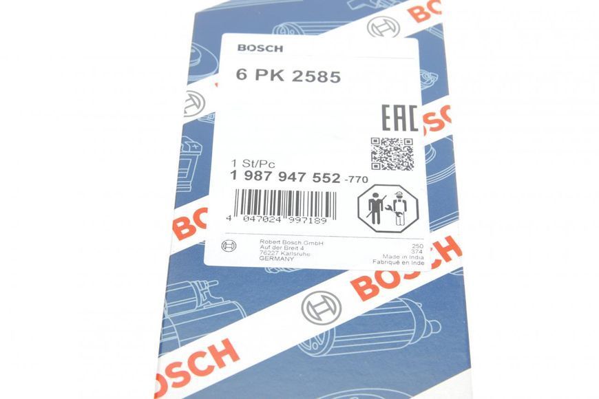 1 987 947 552 BOSCH Ремінь струмковий VW Crafter 2.5 TDI 2006- (6 PK 2585) 1 987 947 552 фото
