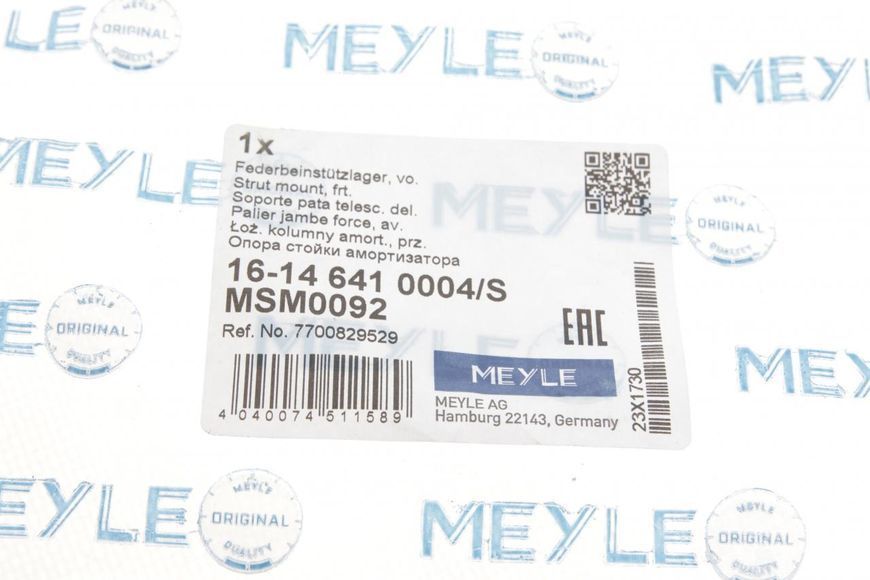 16-14 641 0004/S MEYLE Подушка передньої стійки Renault Kangoo 1997-2007 (з підшипником) 16-14 641 0004/S фото