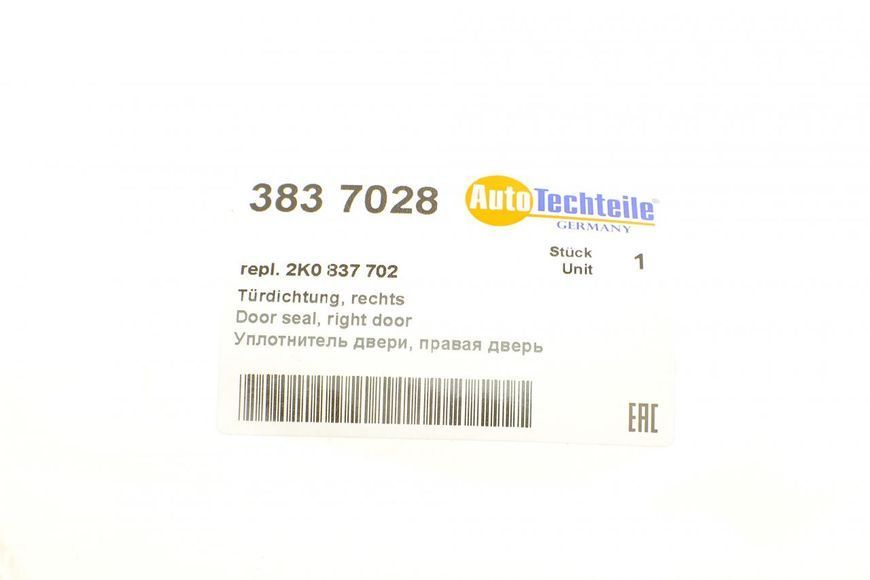383 7028 AUTO TECHTEILE Ущільнювач передніх дверей VW Caddy III 2004-R (на двері) 383 7028 фото
