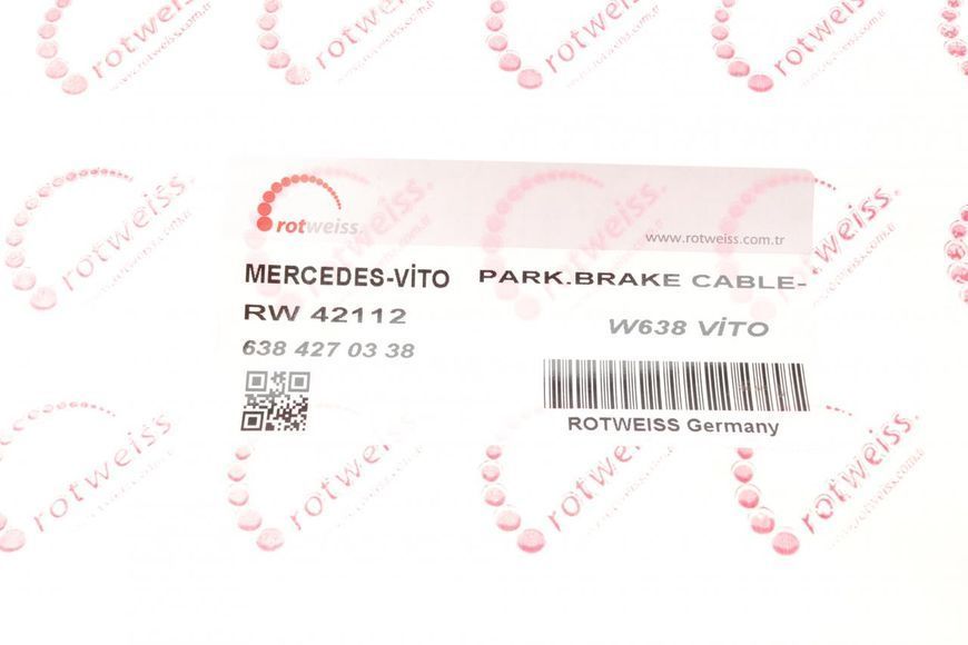 RW 42112 ROTWEISS Трос ручника MB Vito 638 1996- L - R RW 42112 фото