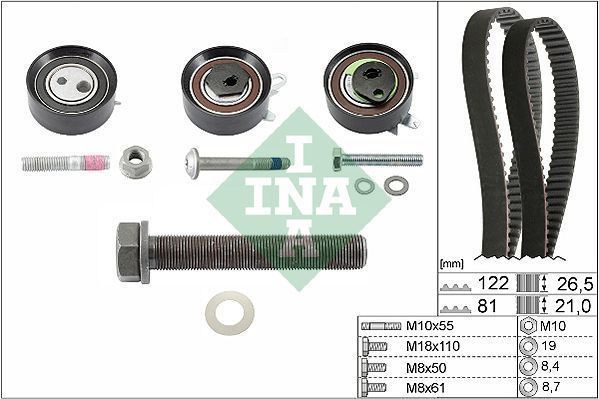 530 0484 10 INA Комплект ГРМ VW LT/T4 2.5 TDI (2 ремені/3 ролики) 530 0484 10 фото