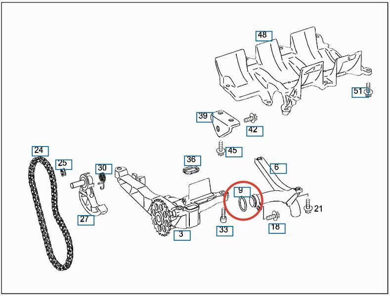 A 012 997 84 45 MERCEDES-BENZ Ущільнювальне кільце масляного насоса MB Sprinter 906 (OM 642) 2006- A 012 997 84 45 фото