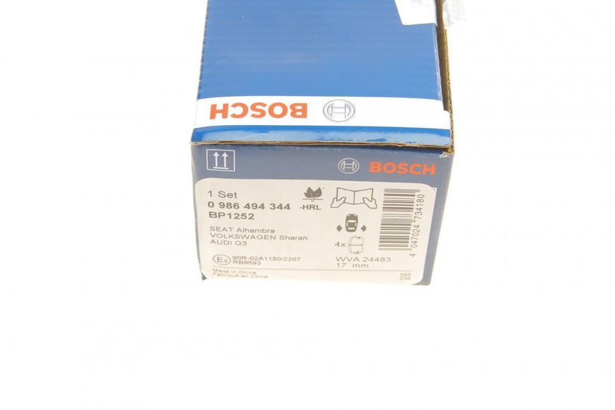 0 986 494 344 BOSCH Колодки гальмівні задні VW Caddy III 2004- 0 986 494 344 фото