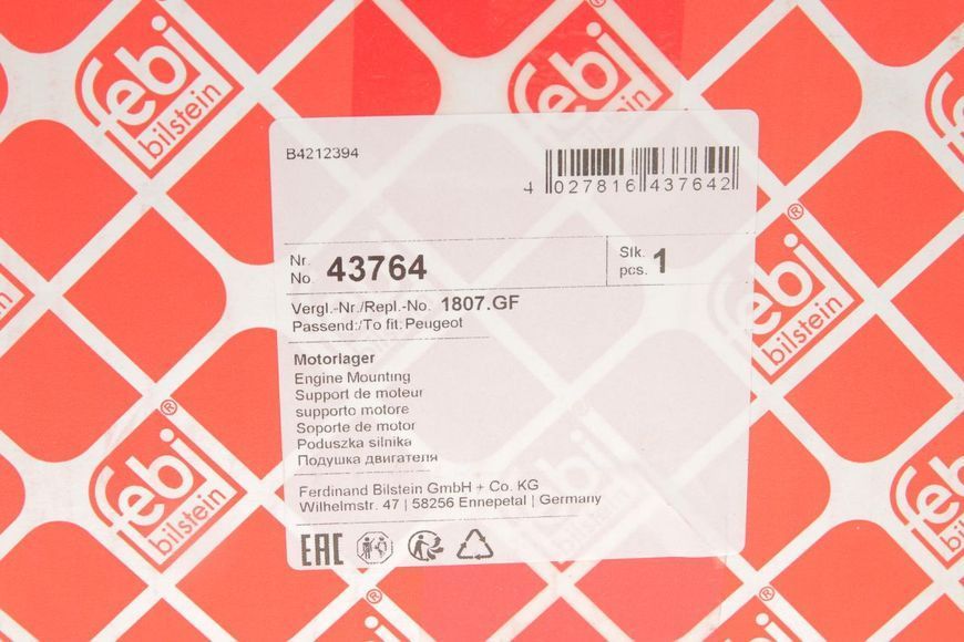 43764 FEBI BILSTEIN Подушка двигуна Peugeot Partner / Citroen Berlingo 1.6 HDI 2008- 43764 фото