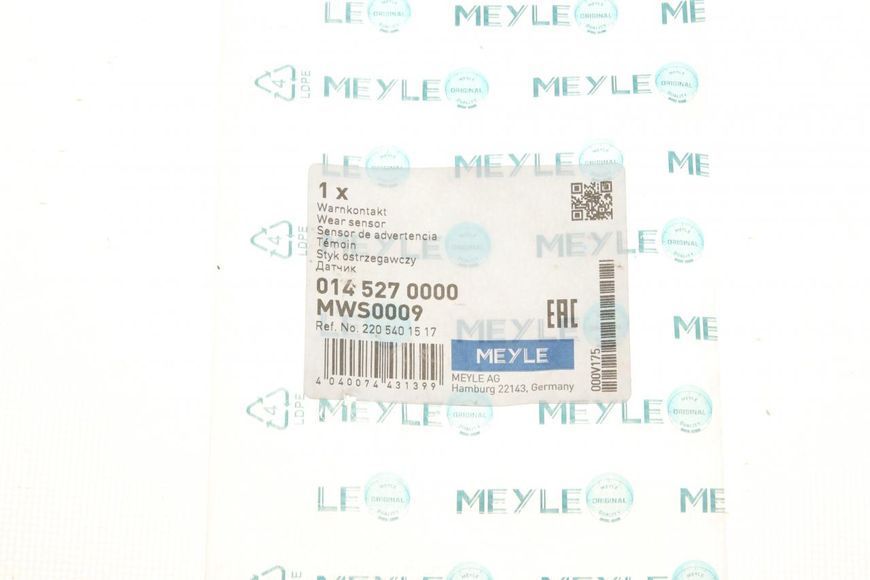 014 527 0000 MEYLE Датчик зносу гальмівних колодок MB Vito 639 2003 - 2009/W220/W164/W166 (передній) 014 527 0000 фото
