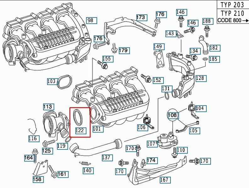 A 611 094 01 80 64 MERCEDES-BENZ Ущільнювальне кільцевпускного колектора MB OM 611 - 612 - 646 (до EGR) A 611 094 01 80 64 фото