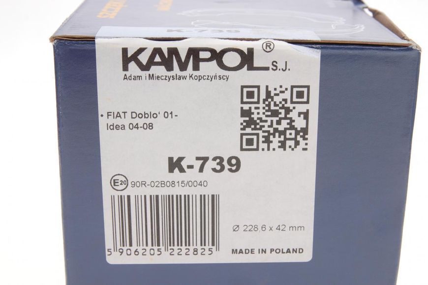 K-739 KAMPOL Колодки гальмівні задні Fiat Doblo 2001- / Opel Combo 2012- (барабанні гальма) K-739 фото