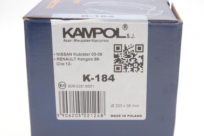 K-184 KAMPOL Колодки гальмівні задні Renault Kangoo 1997- (барабанні гальма) (203x39) K-184 фото