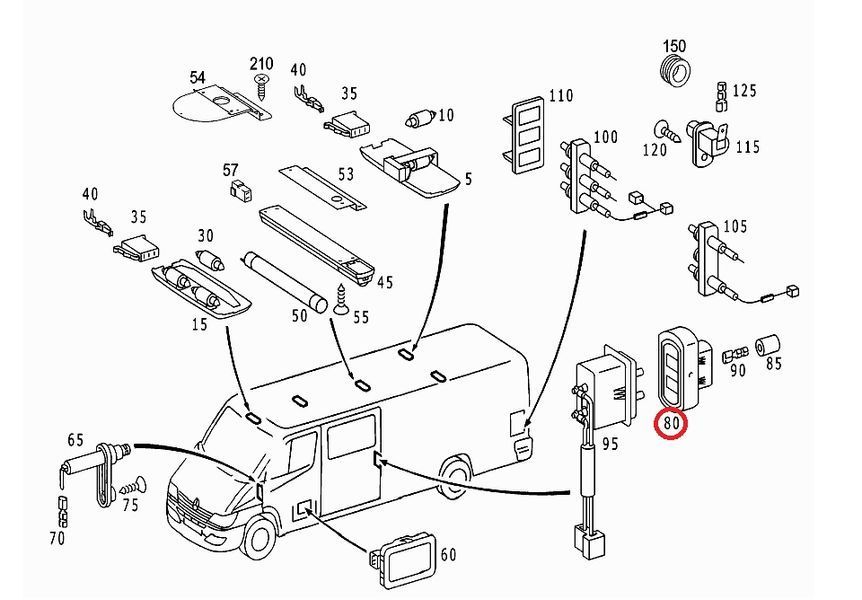 A 901 820 01 54 MERCEDES-BENZ Контакт бокових дверей MB Sprinter 901 - 904 (2 контакти) A 901 820 01 54 фото